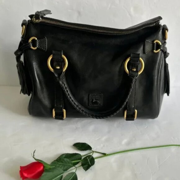Dooney & Bourke Florentine Leather Black Handbag Satchel - Picture 1 of 11